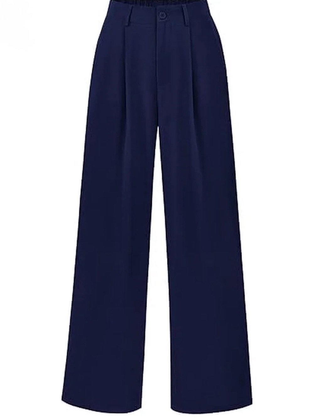 High-Waist Wide Leg Women’s Navy Trouser Pants Pockets Pleated Front Size Large